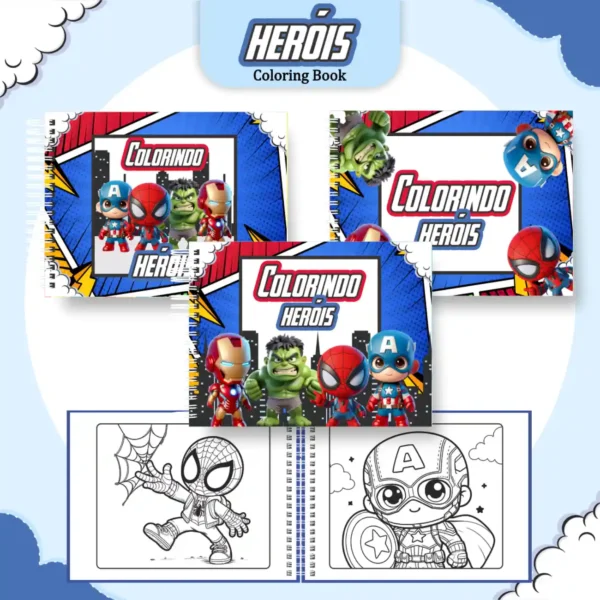 Livro para Colorir - Super Heróis - Arquivo Digital para imprimir