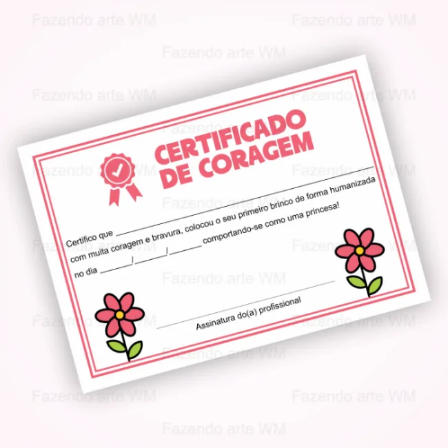 Certificado de Coragem para Furo de Orelha - Arquivo Digital