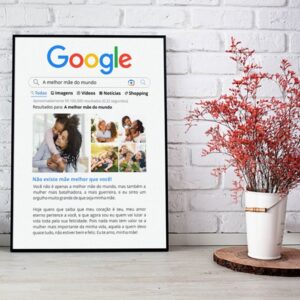 Quadro Google Dia das Mães - Arquivo Digital Surpreenda sua mãe neste Dia das Mães com o presente mais criativo e emocionante: o Quadro Google para o Dia das Mães! Personalizado com cinco fotos de sua escolha e um texto emocionante para expressar todo o amor e gratidão que sente por ela.
