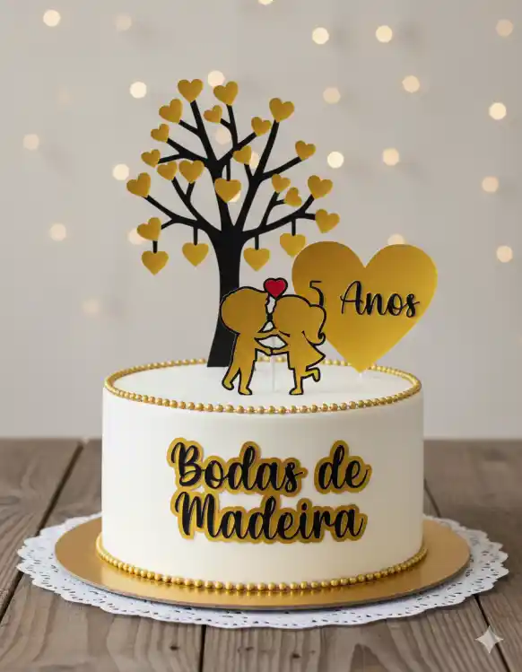 Topo de bolo Bodas de madeira