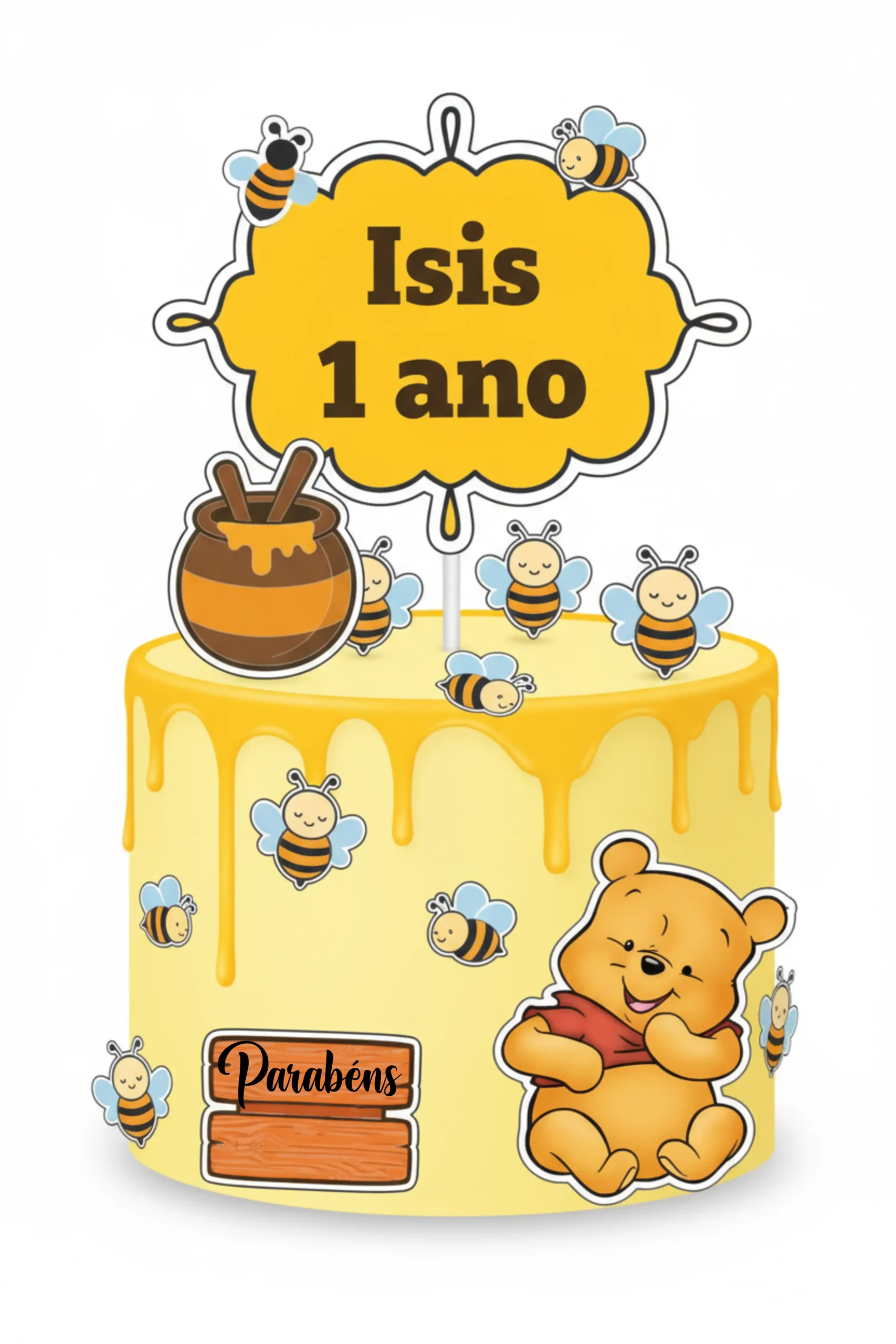 Topo de bolo ursinho pooh
