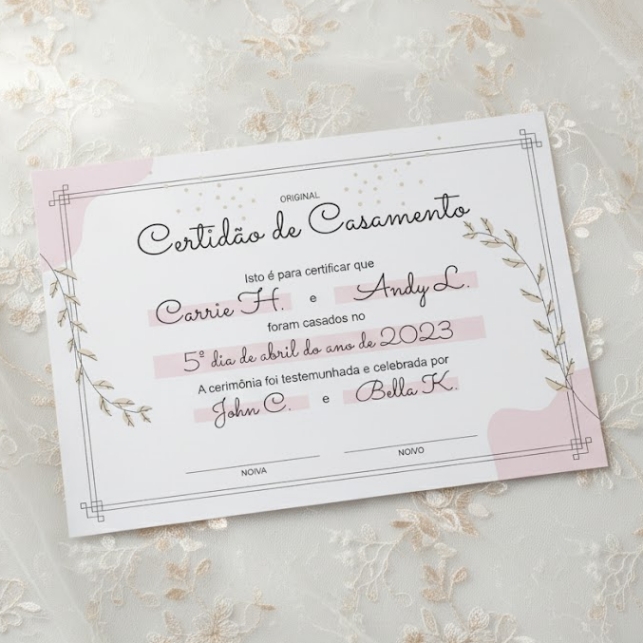 Certidão de Casamento - Para imprimir
